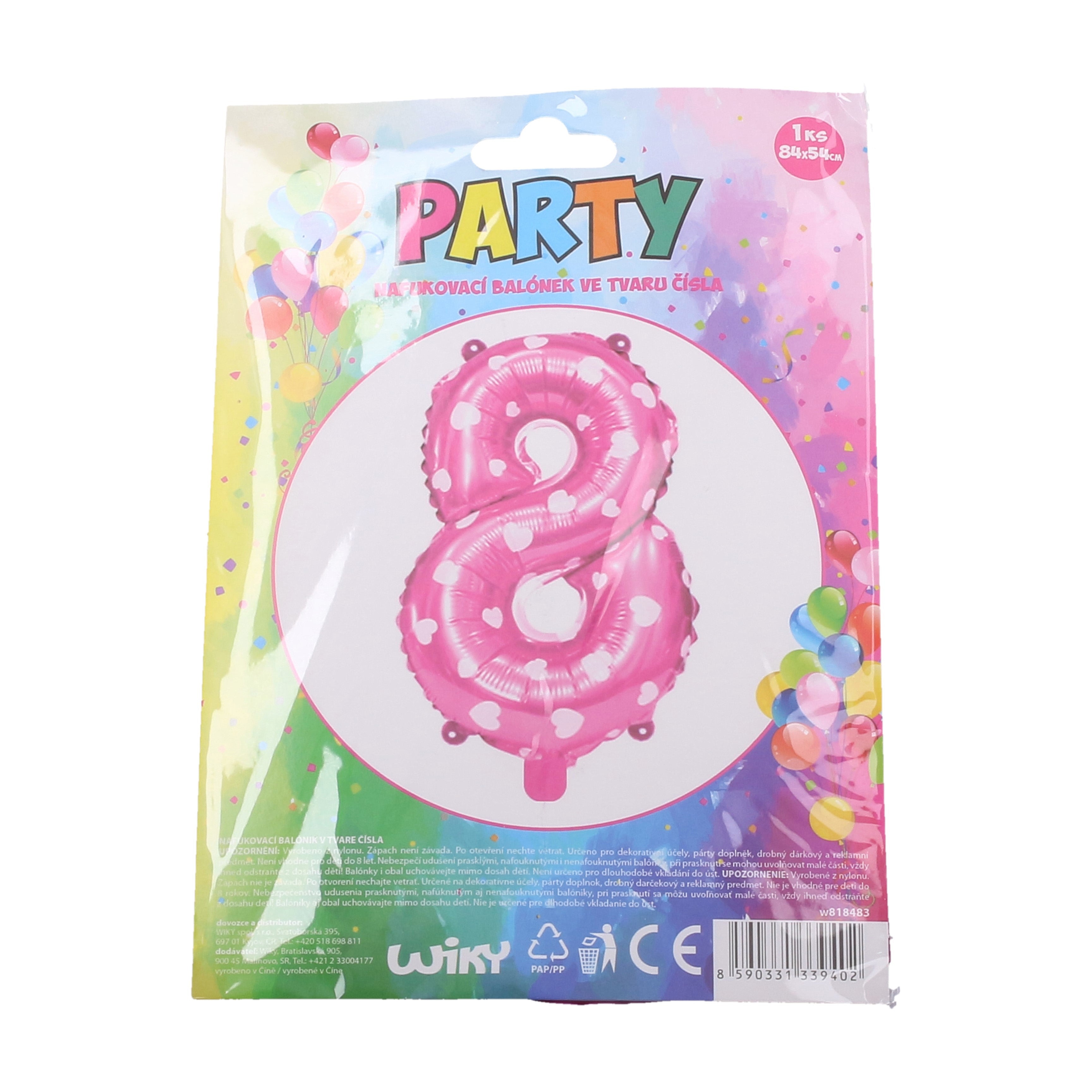 Oppustelig ballon - Nummer 8 Pink