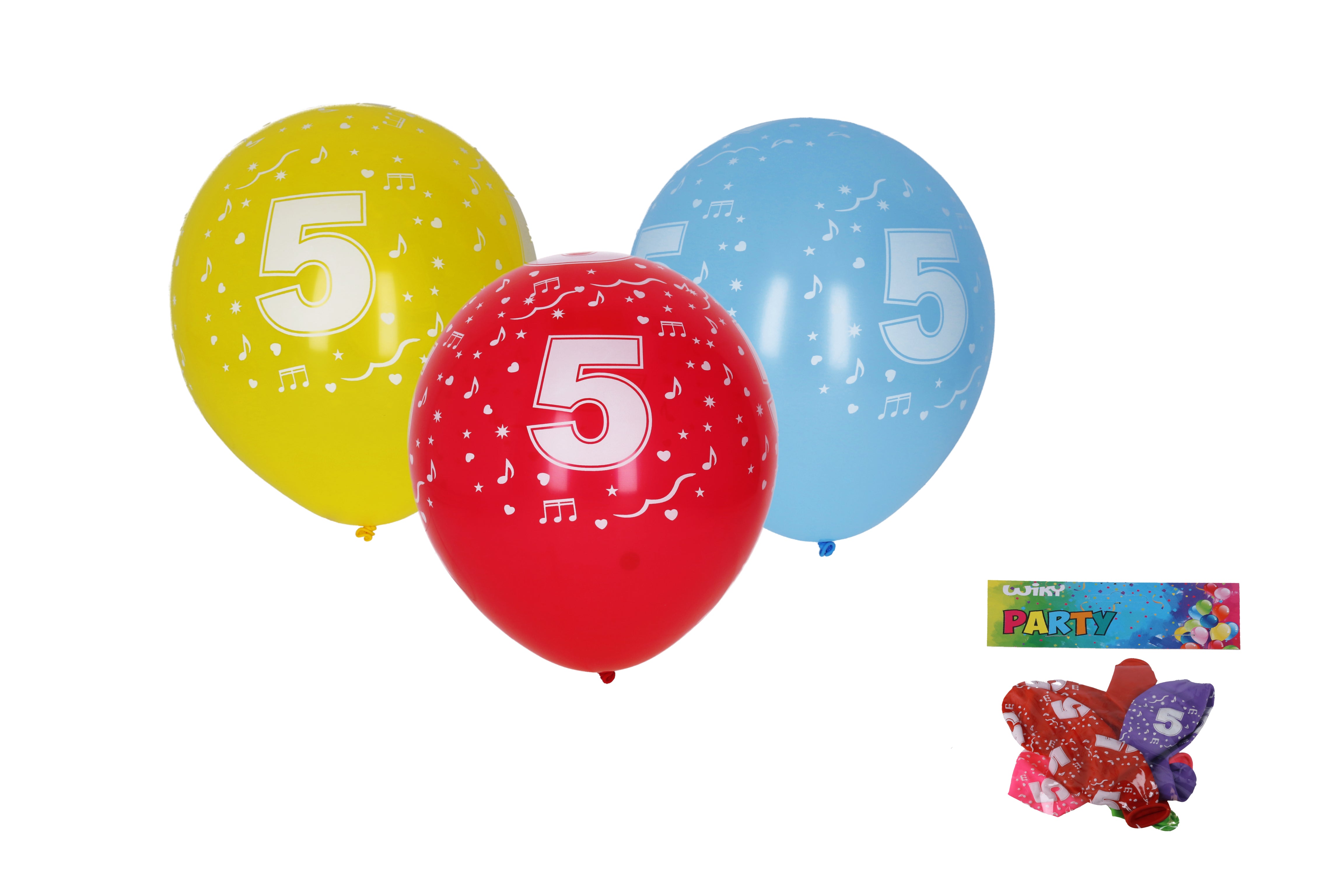 Inflatable Balloon 30cm - Set Of 5 With Number 5