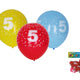 Inflatable Balloon 30cm - Set Of 5 With Number 5