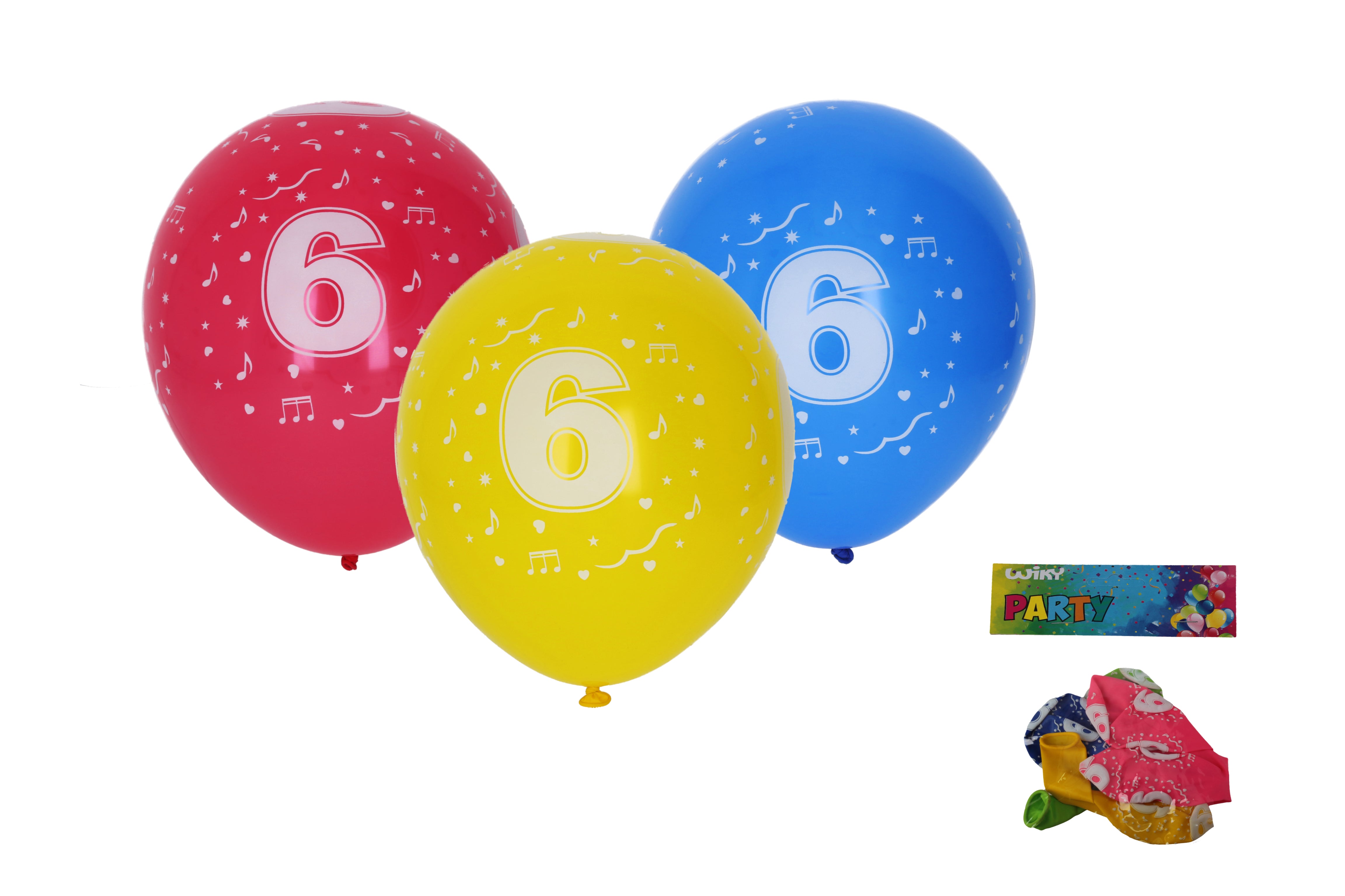 Nadmuchiwany balon 30 cm - zestaw 5 sztuk z cyfrą 6