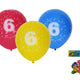 Nadmuchiwany balon 30 cm - zestaw 5 sztuk z cyfrą 6