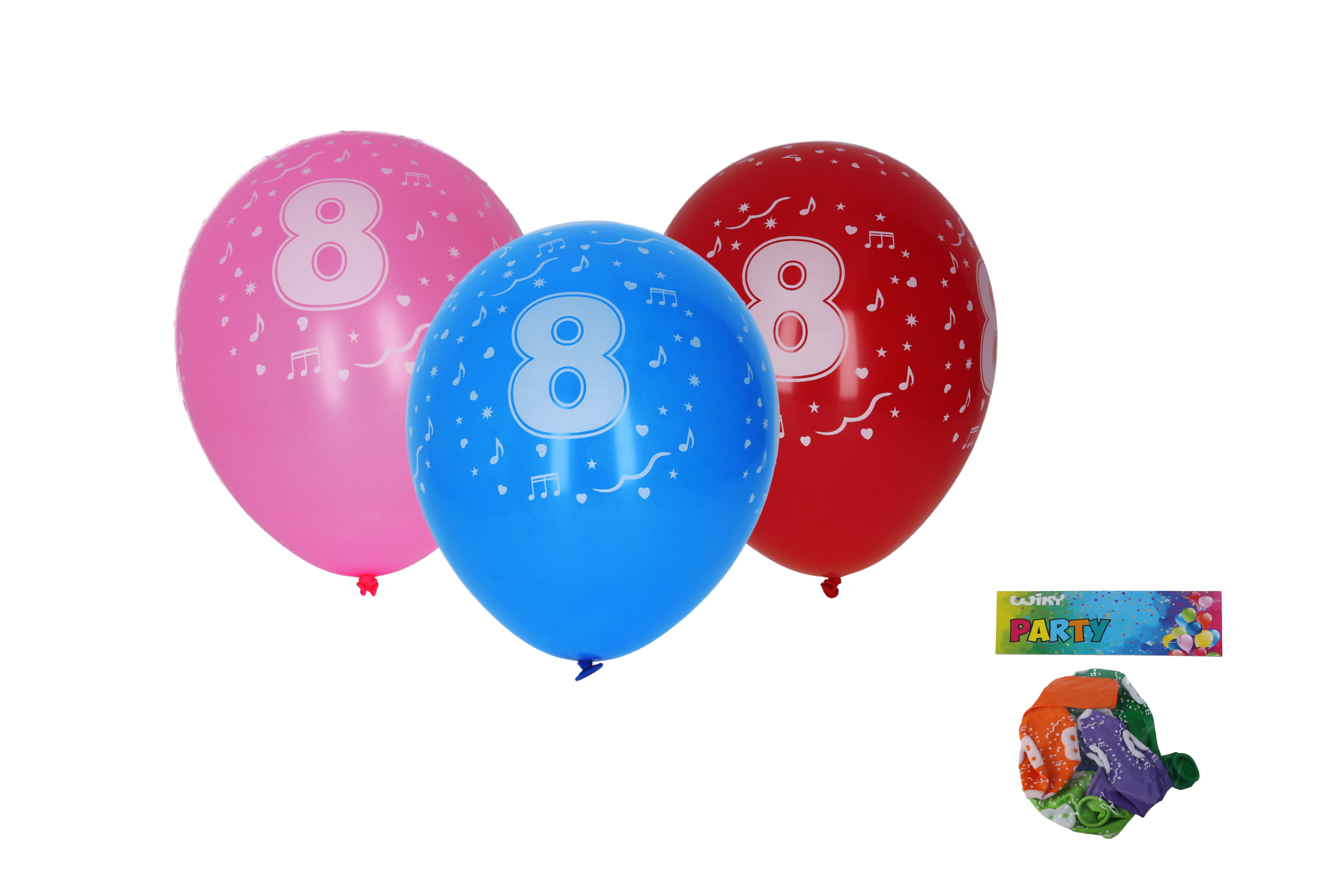 Uppblåsbar ballong 30 cm - set om 5 med nummer 8