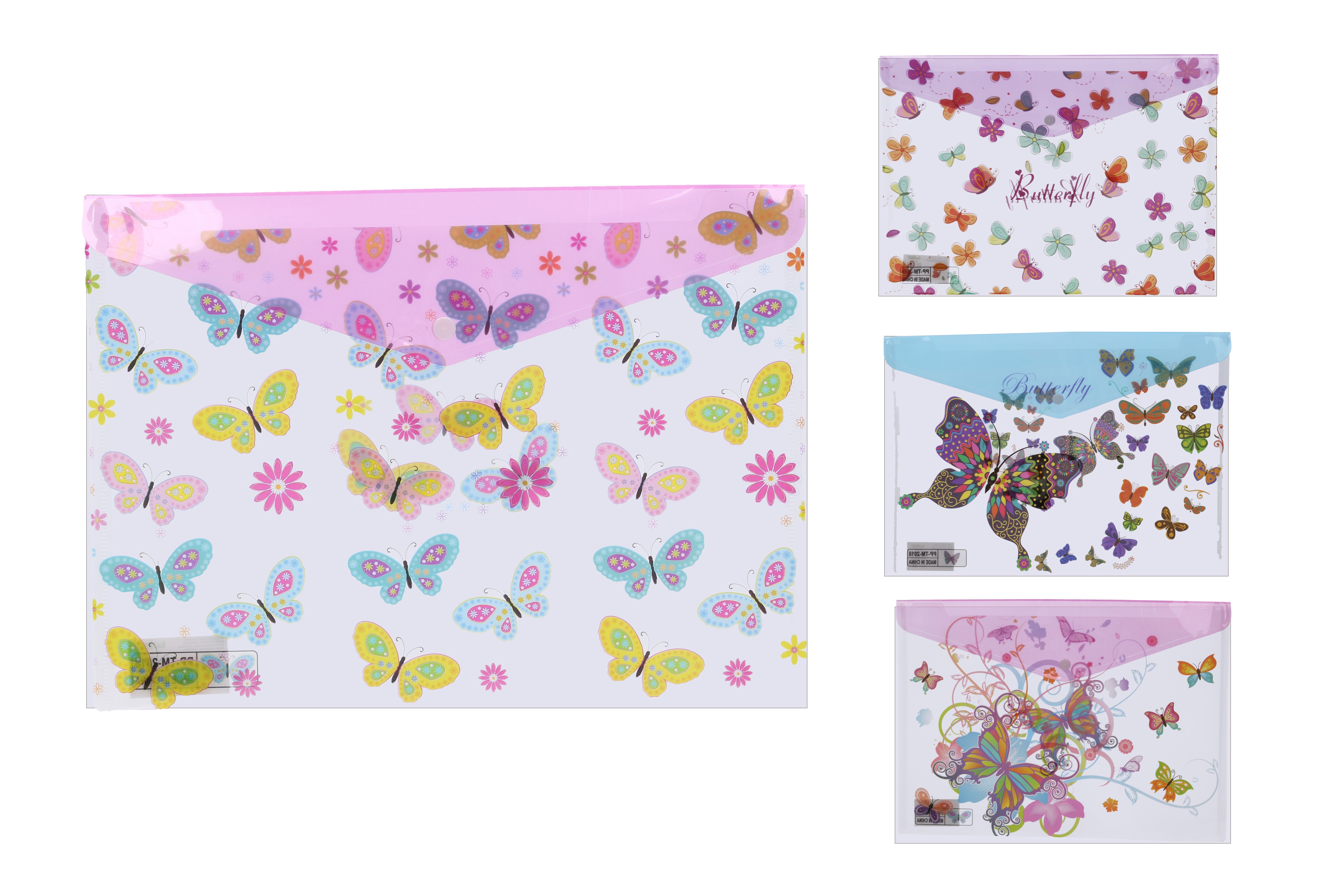 Cartella Con Bottone A Pressione 35,8x26 Cm - Farfalla