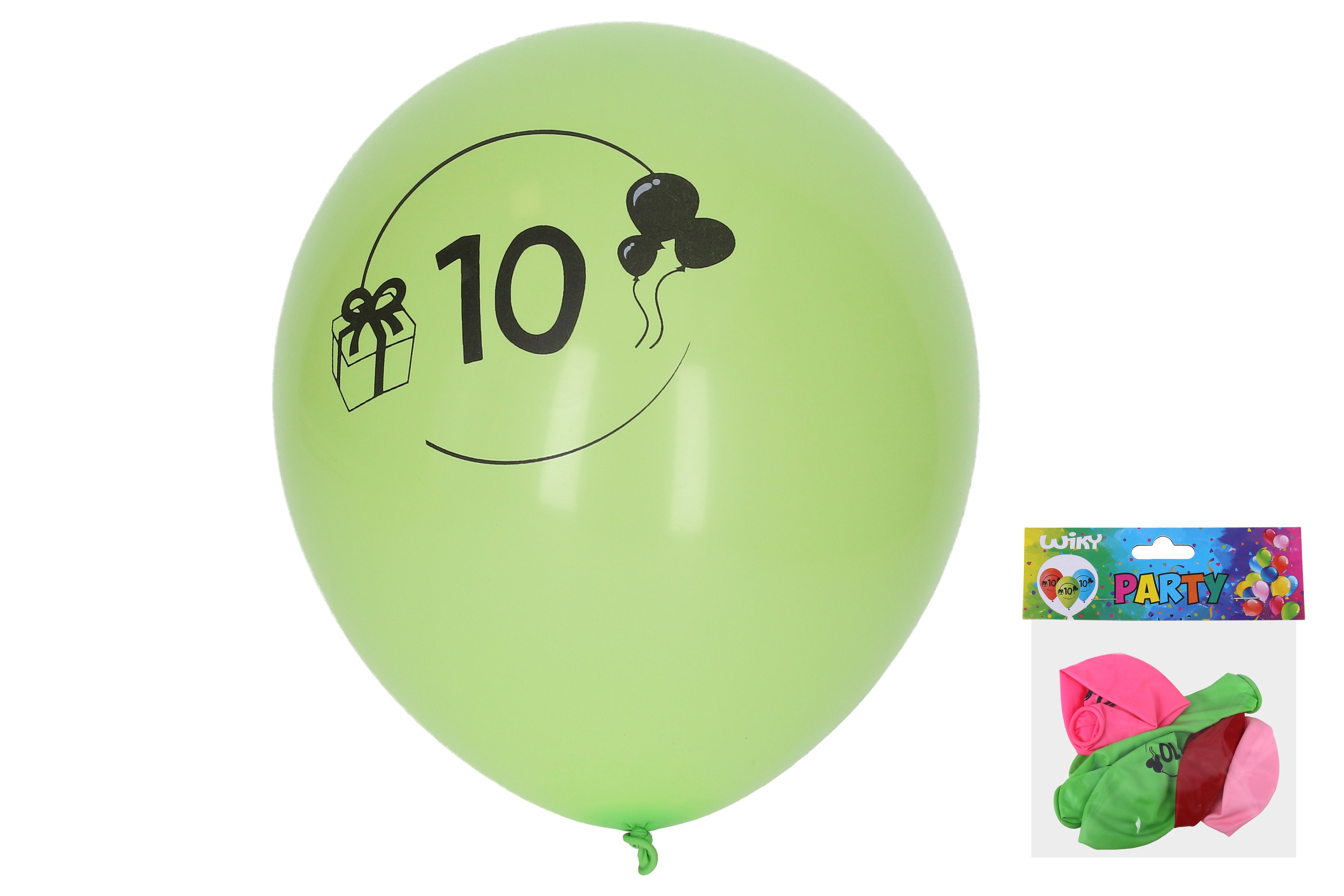 Opblaasbare ballon 30 cm - Set van 5 stuks met nummer 10