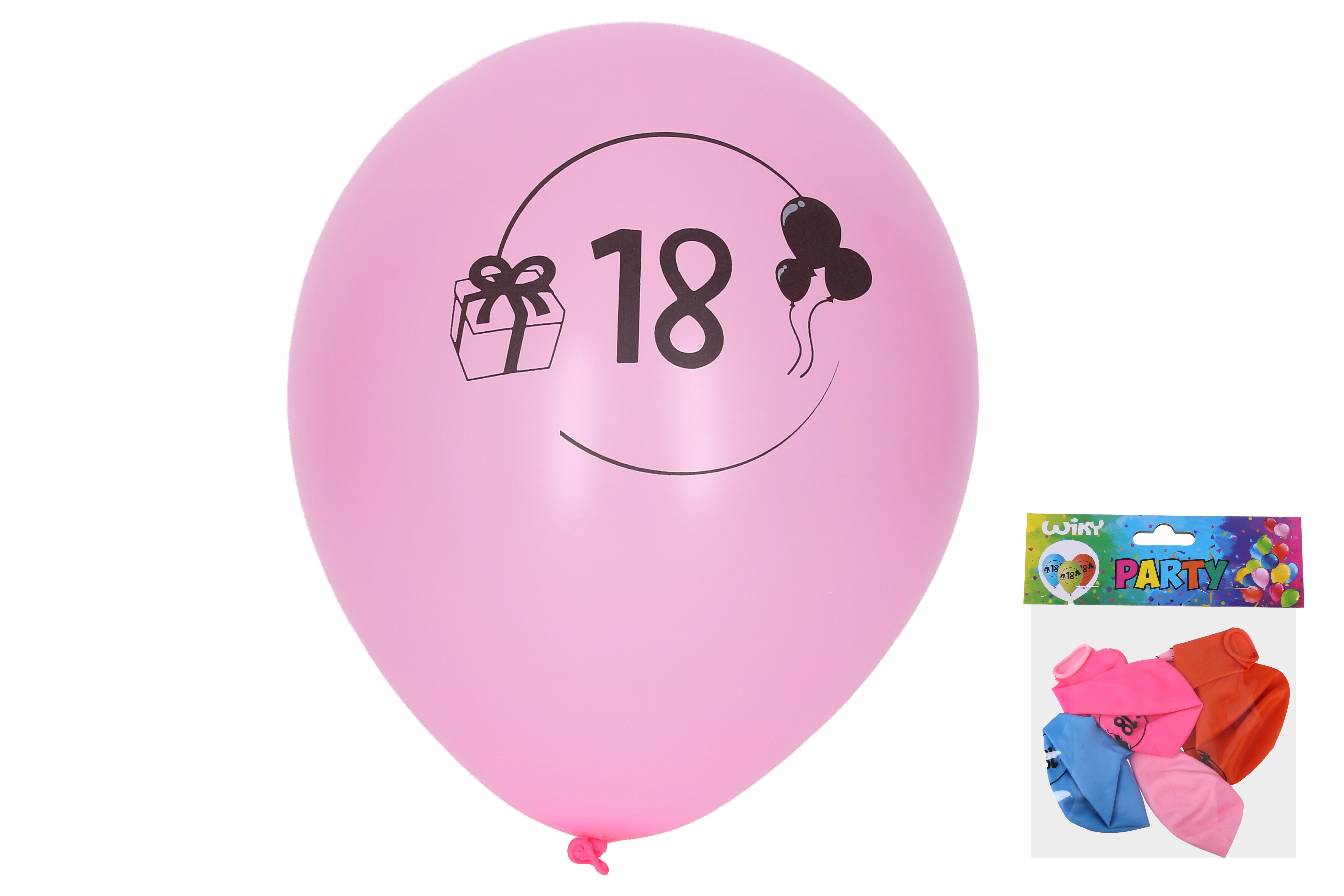 Inflatable Balloon 30 Cm - Set Of 5 With Number 18