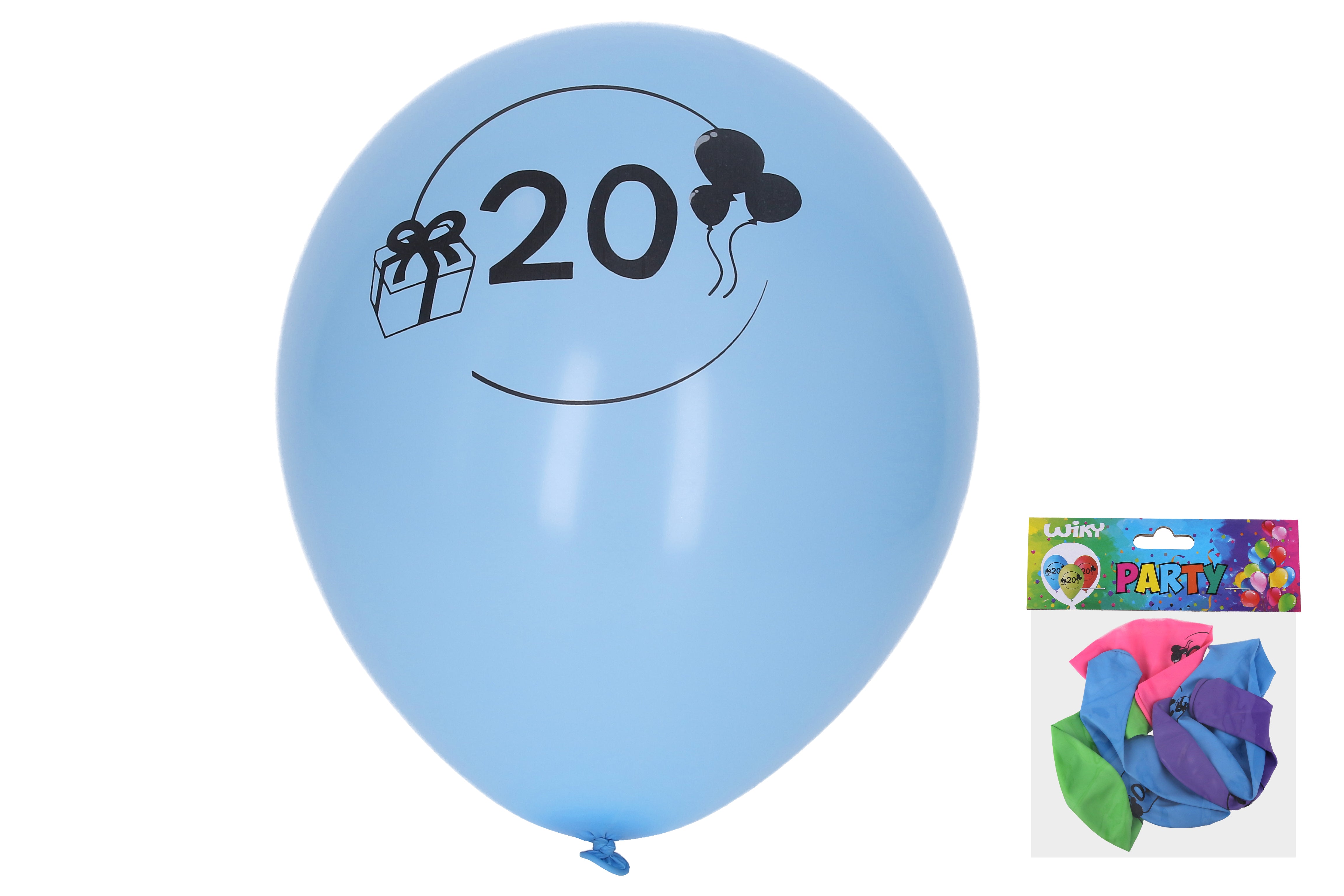 Oppustelig ballon 30 cm - sæt med 5 med nummer 20