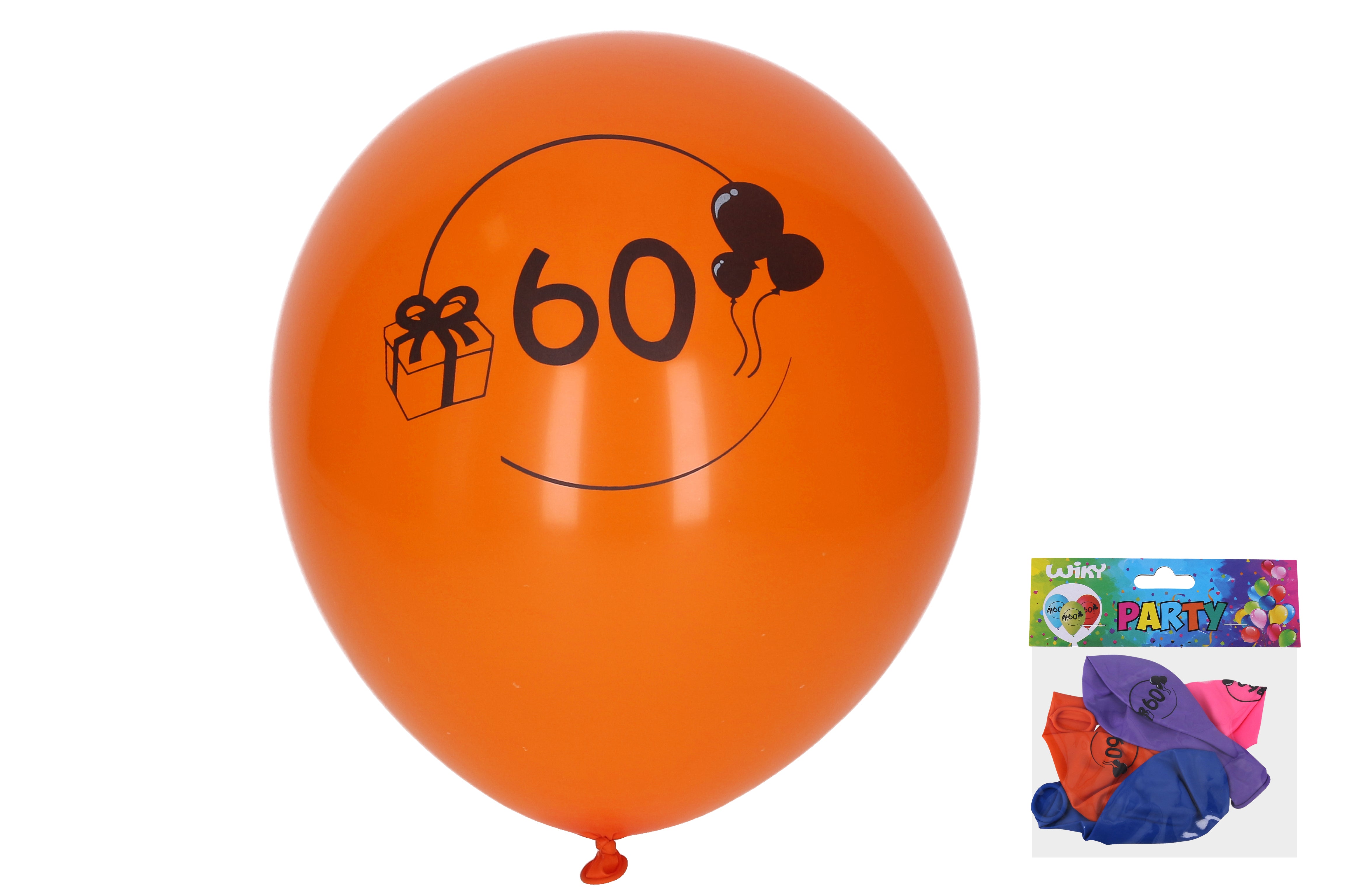 Nafukovací balónek 30 cm - sada 5 ks s číslem 60