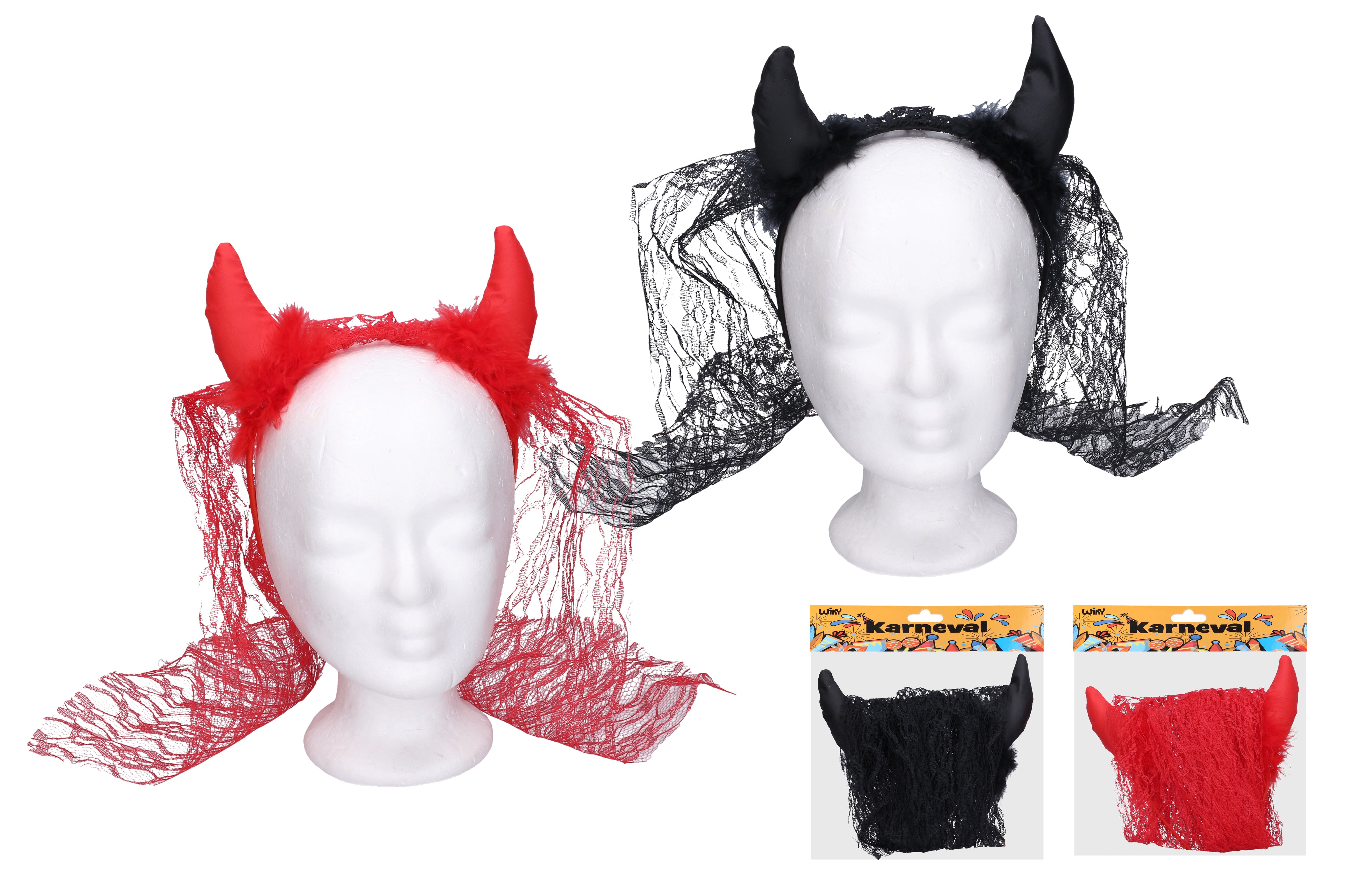 Set Carnaval - Diadema Con Cuernos Y Velo