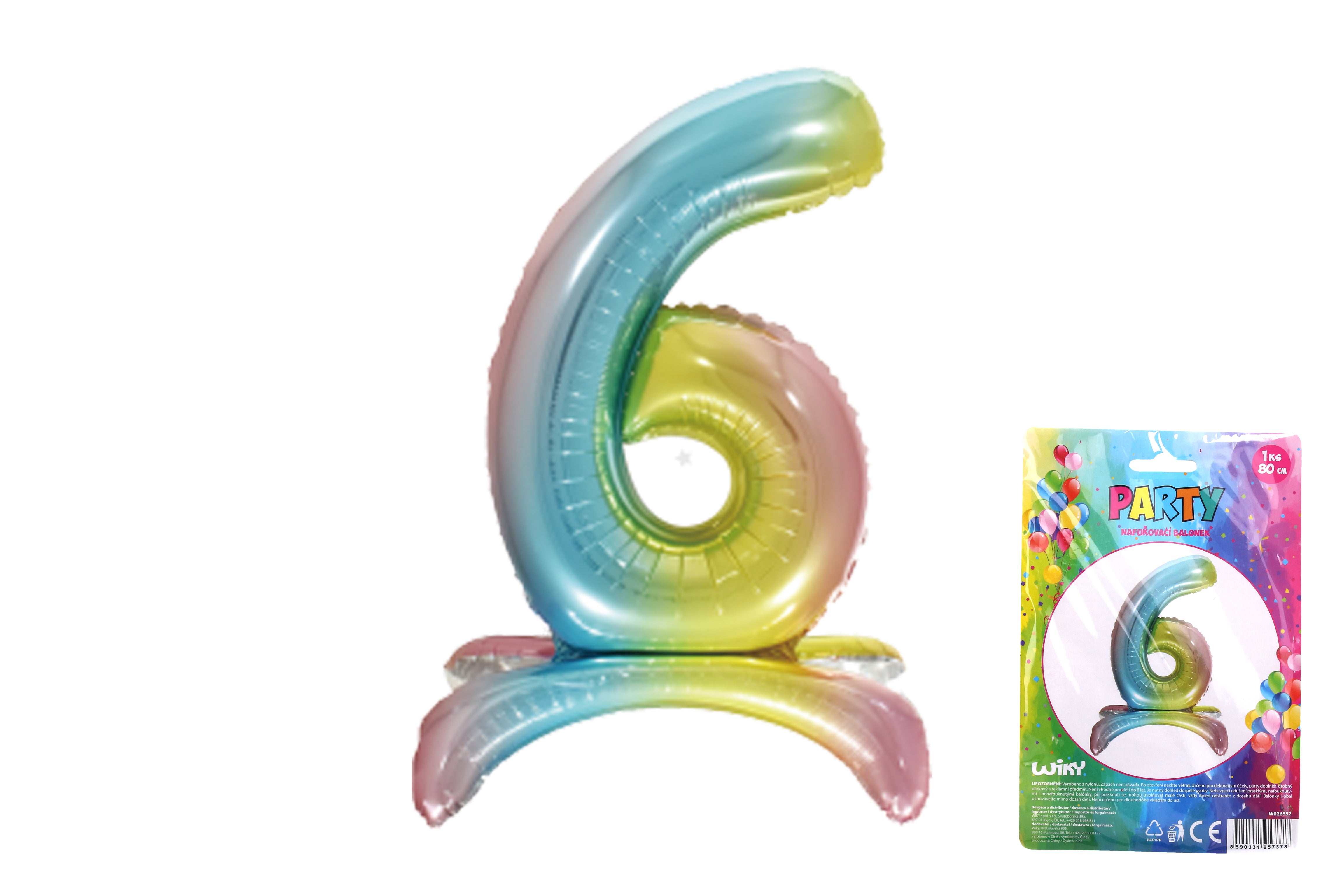 Inflatable Balloon - Number 6 Rainbow