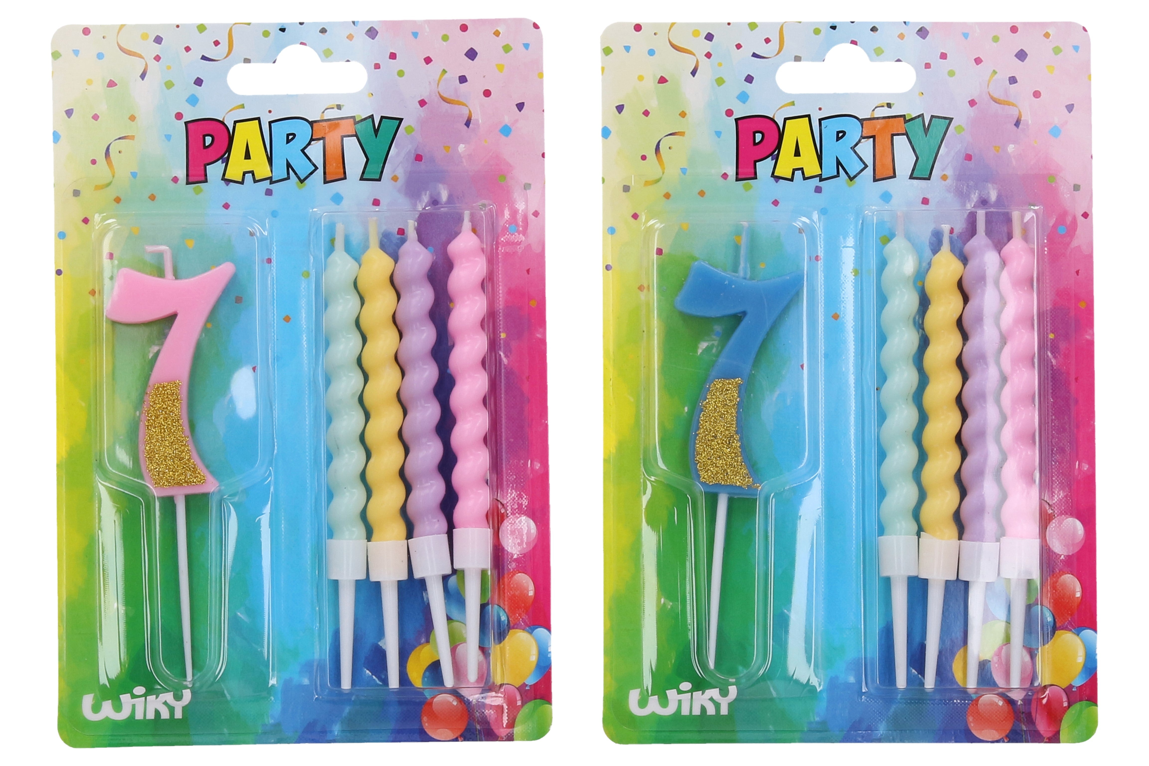 Partykerze Nummer 7 + 4 Kerzen