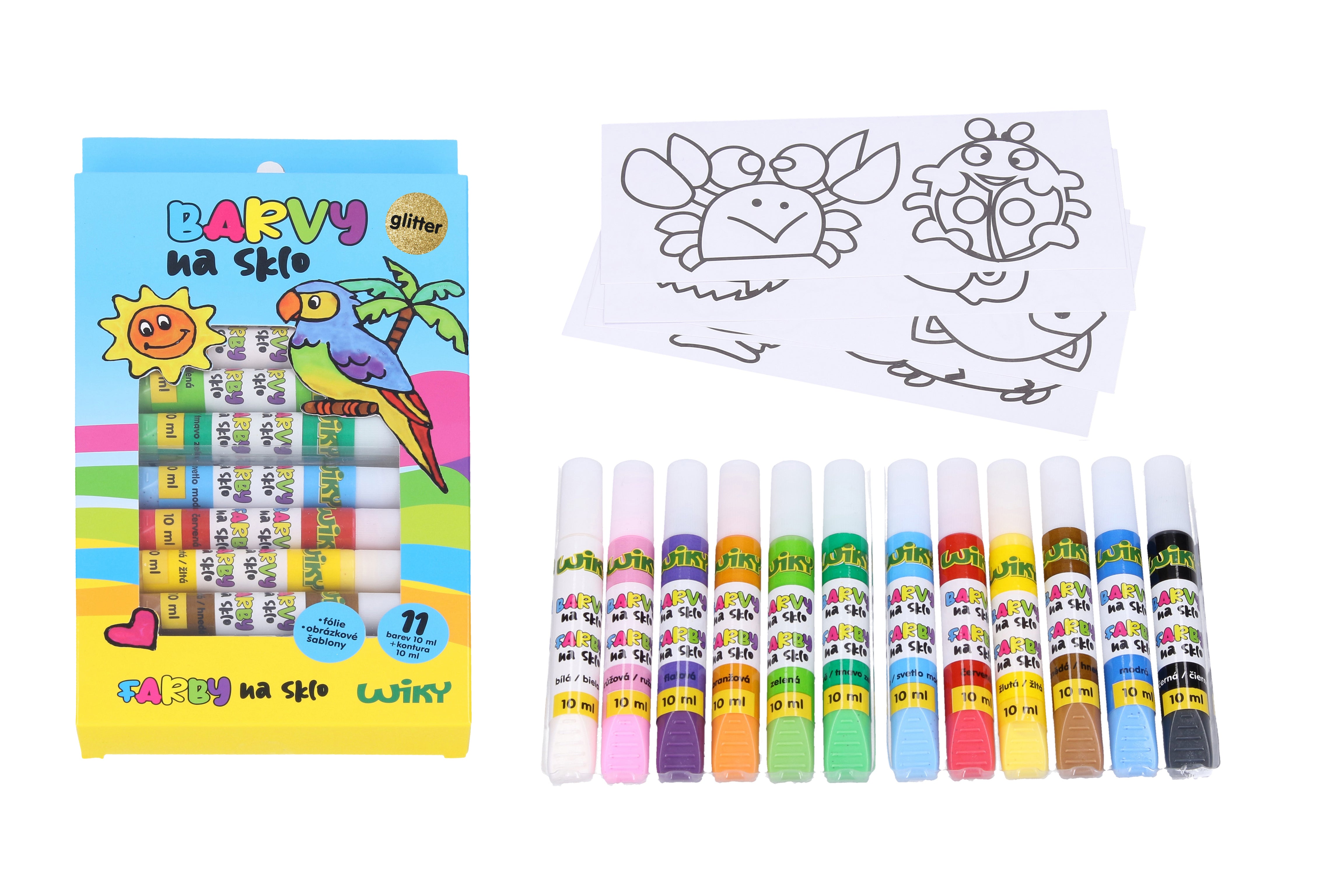 Glasfärger Glitter 11+1 10ml