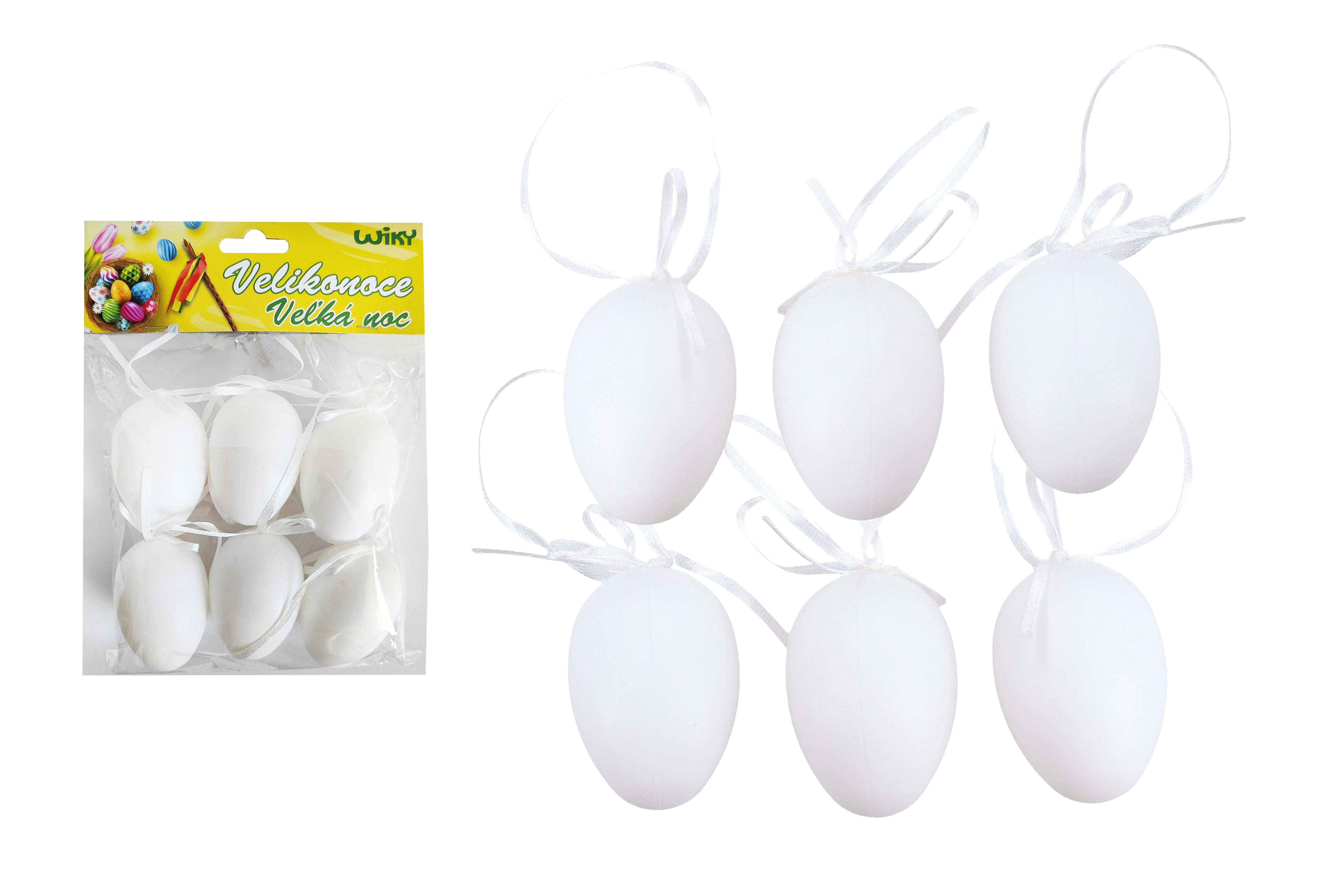 Albus De Ou Plastic Decorativ Pentru Agatat 6 Cm 6 Buc.