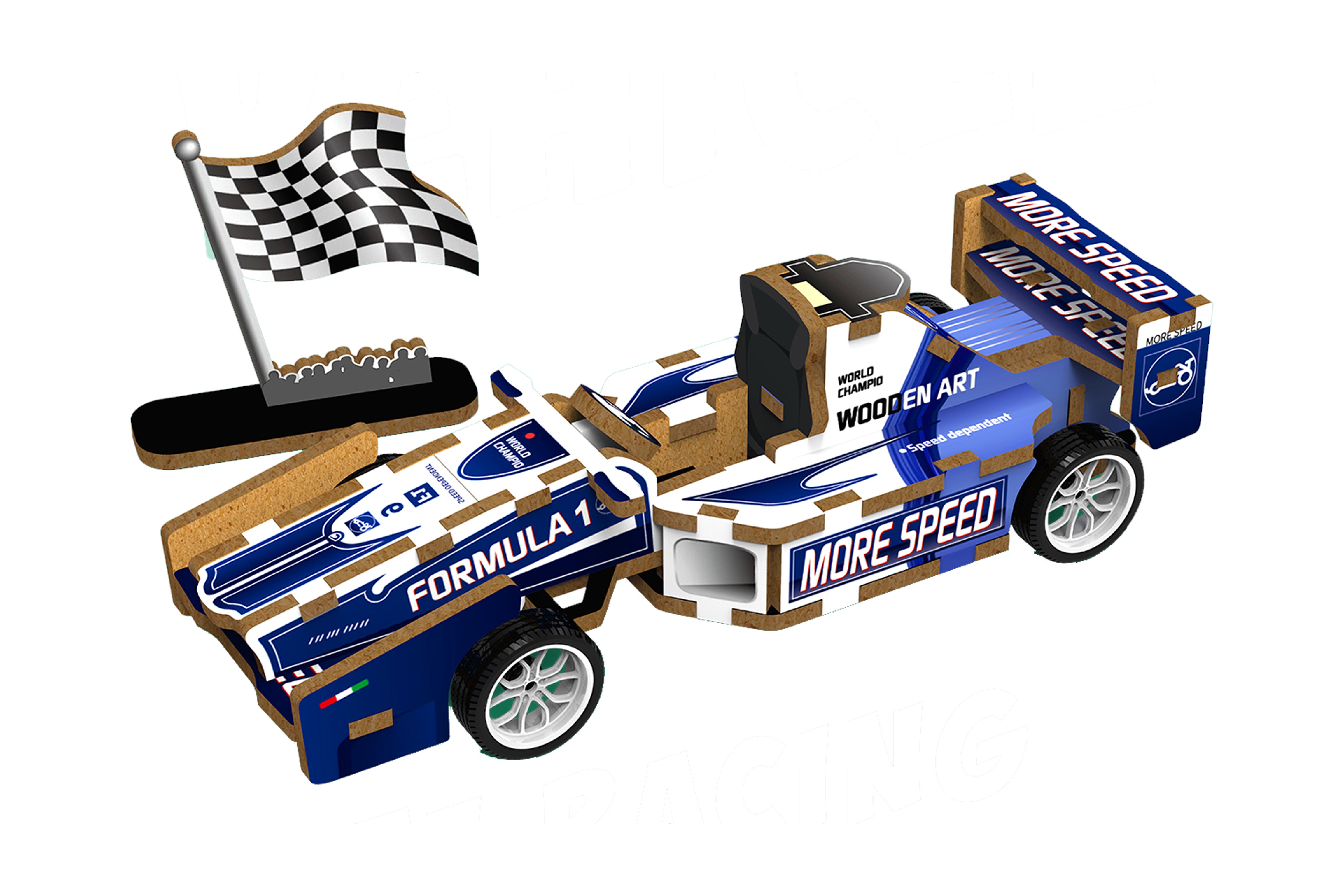 3D dřevěné puzzle - Formule 14 cm