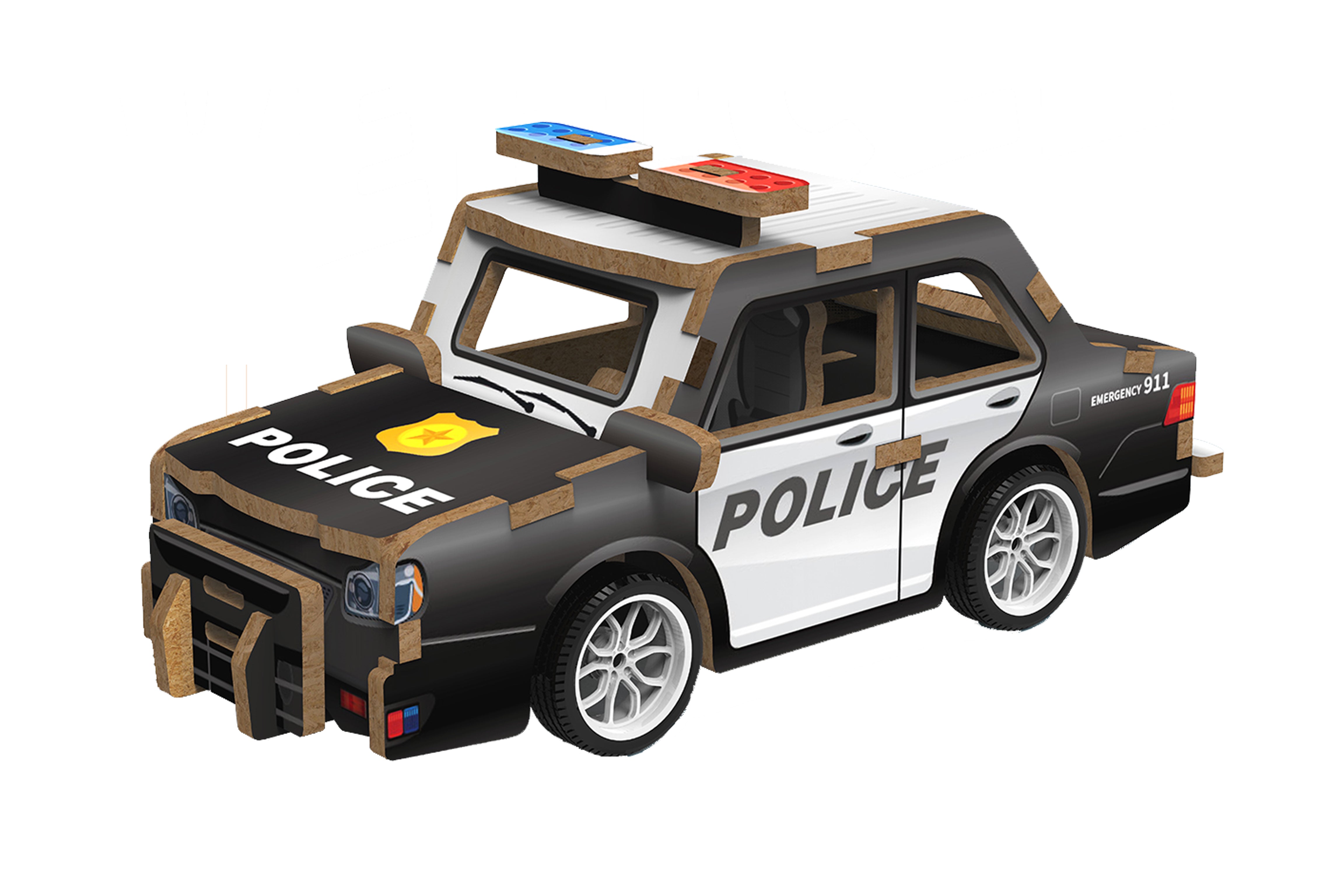 3D-Holzpuzzle - Polizeiauto 13 cm