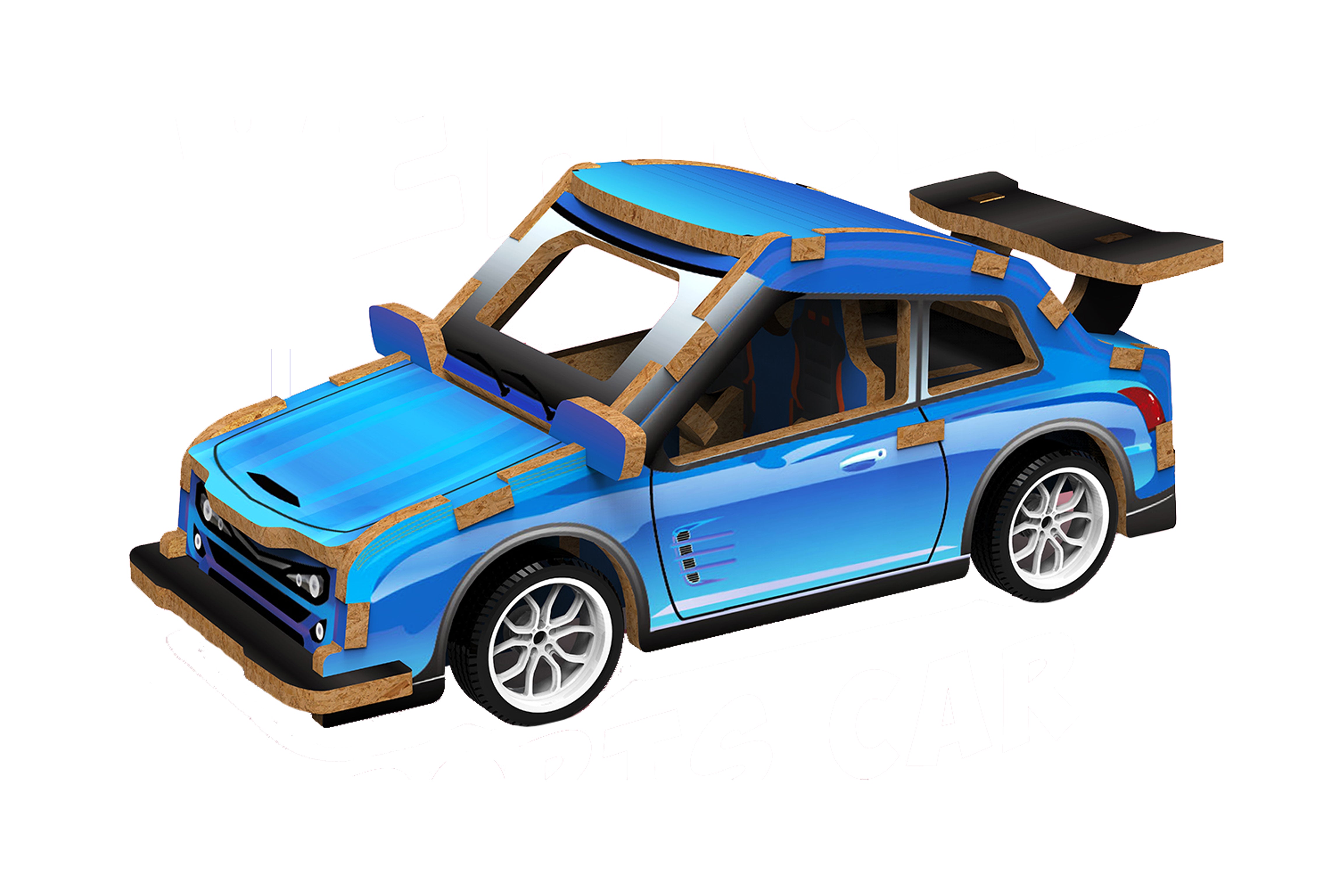 3D Drevené puzzle - Závodné auto 13 cm