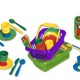 Picknick-Geschirrset im Korb - Grün 23 x 16 cm