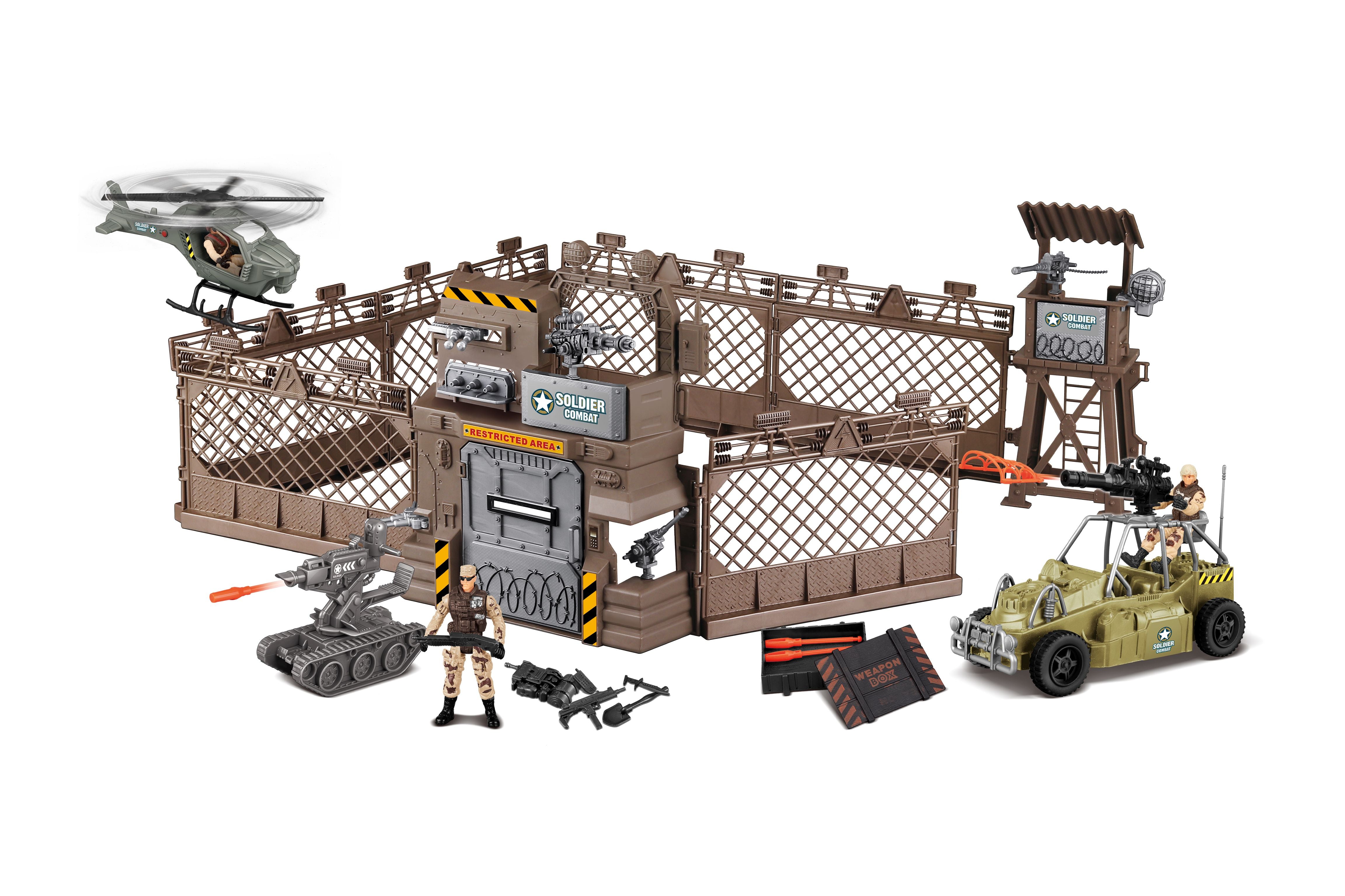 Fortification Militaire Avec Hélicoptère Avec Effets 177 Cm