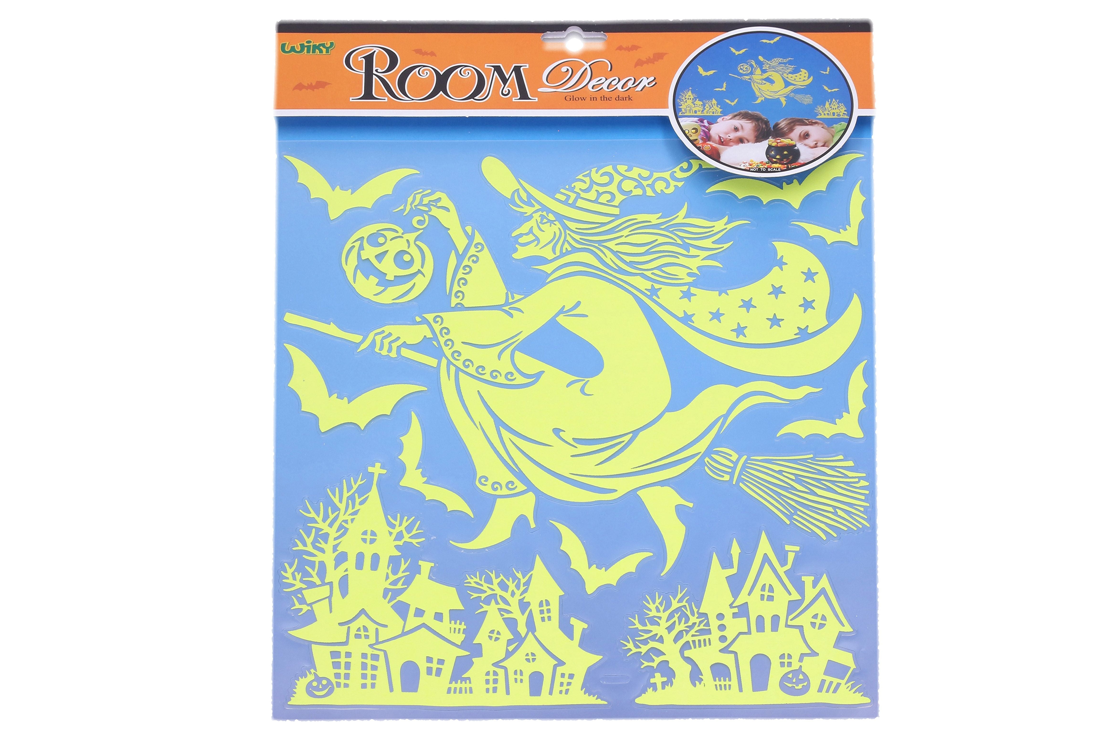 Glow In The Dark Wall Stickers 38x31 Cm Witch Halloween