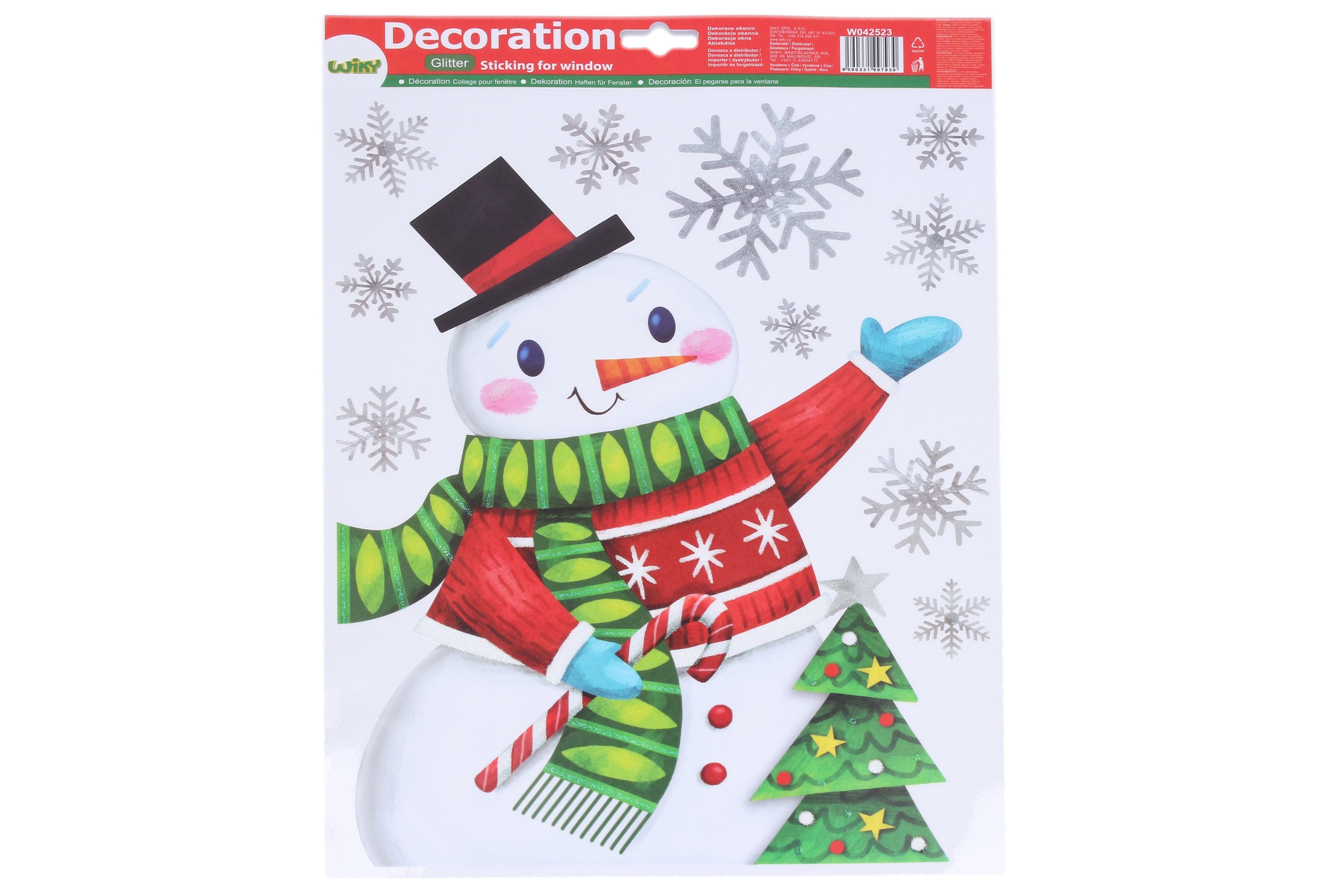 Decoração de janela 41x29 cm boneco de neve natal