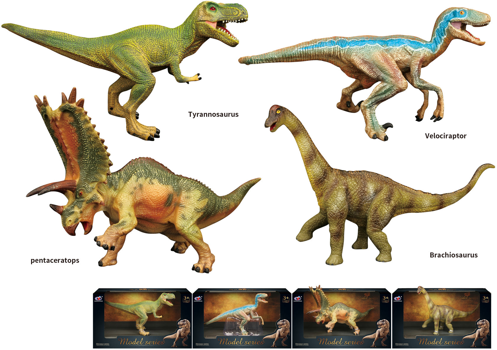 Dino Figur 4 Arten 16 cm