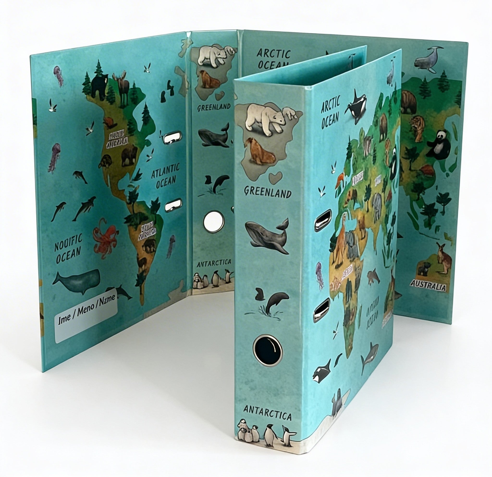 Designer hefboommap A4 7,5 cm karton - wereldkaart