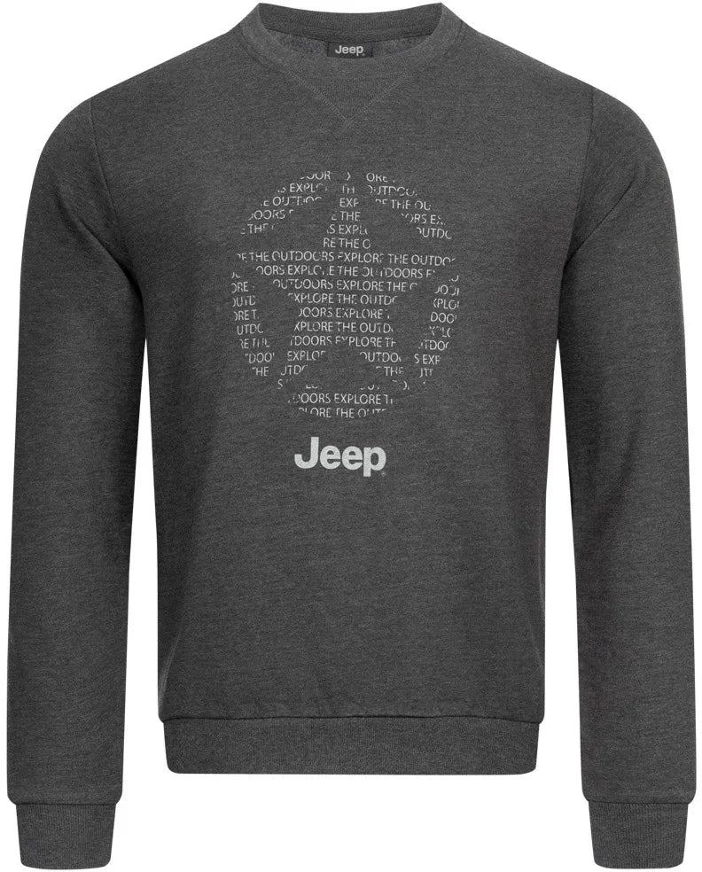 Jeep Men Round Neck Sweatshirt Star All Grey