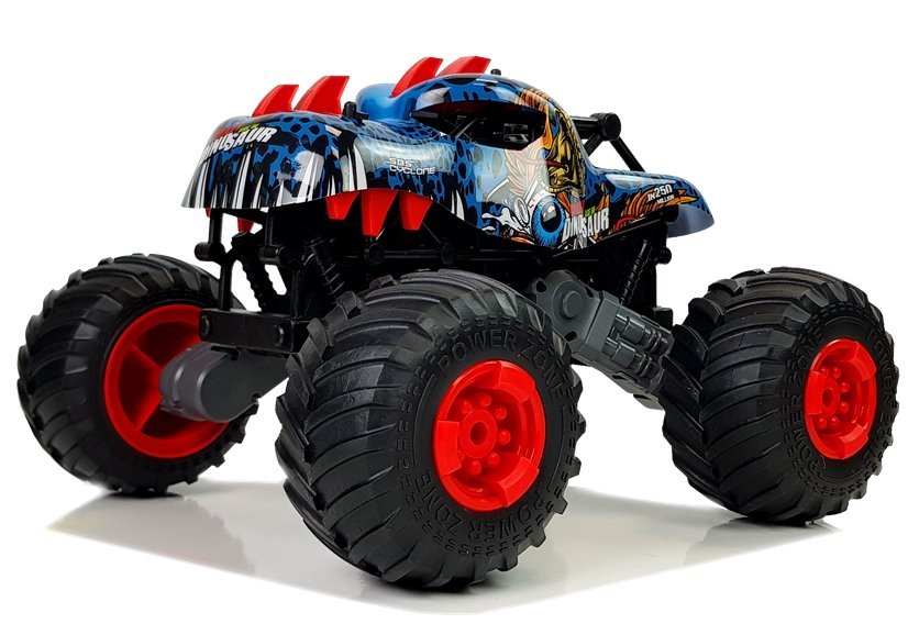 Coche todoterreno teledirigido de dinosaurio con ruedas grandes 2,4g