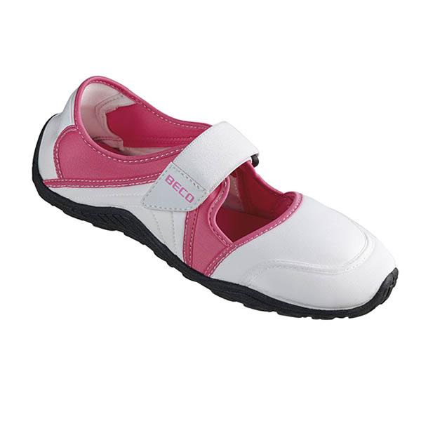 Beco Neoprene Water Shoes | Velcro | White/pink