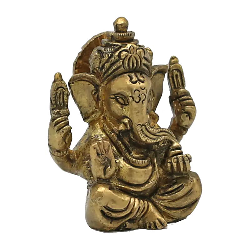 Miniatura Ganesh z mosiądzu - 116 G; 5 cm