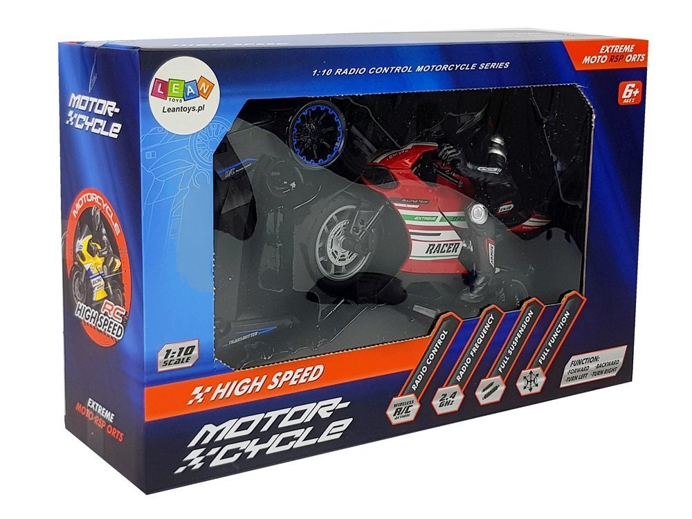 Sports Motorcycle 2.4g Remote Controlled Racer Range 35m Red