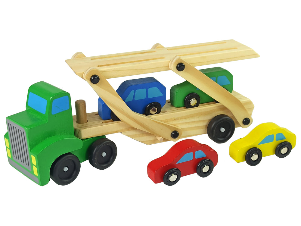 Wooden Green Truck With Trucks Blocks
