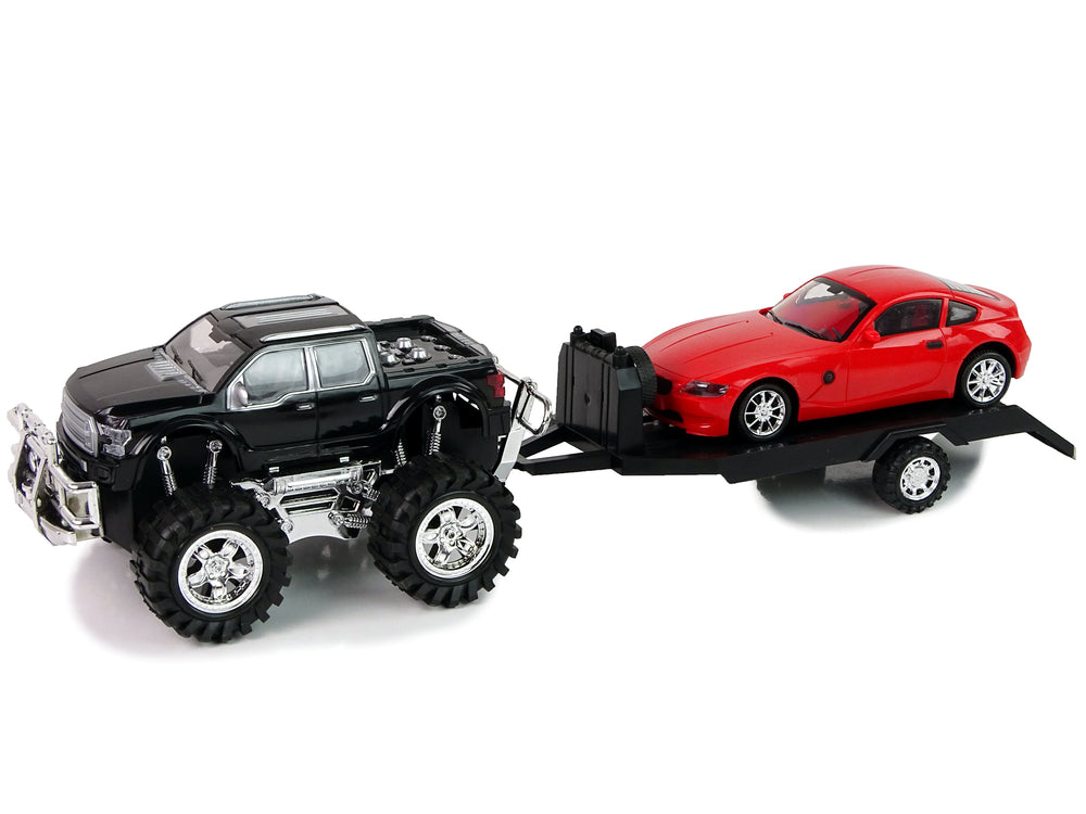 Set Of Vehicles Black Monster Truck White Caravan 58 Cm