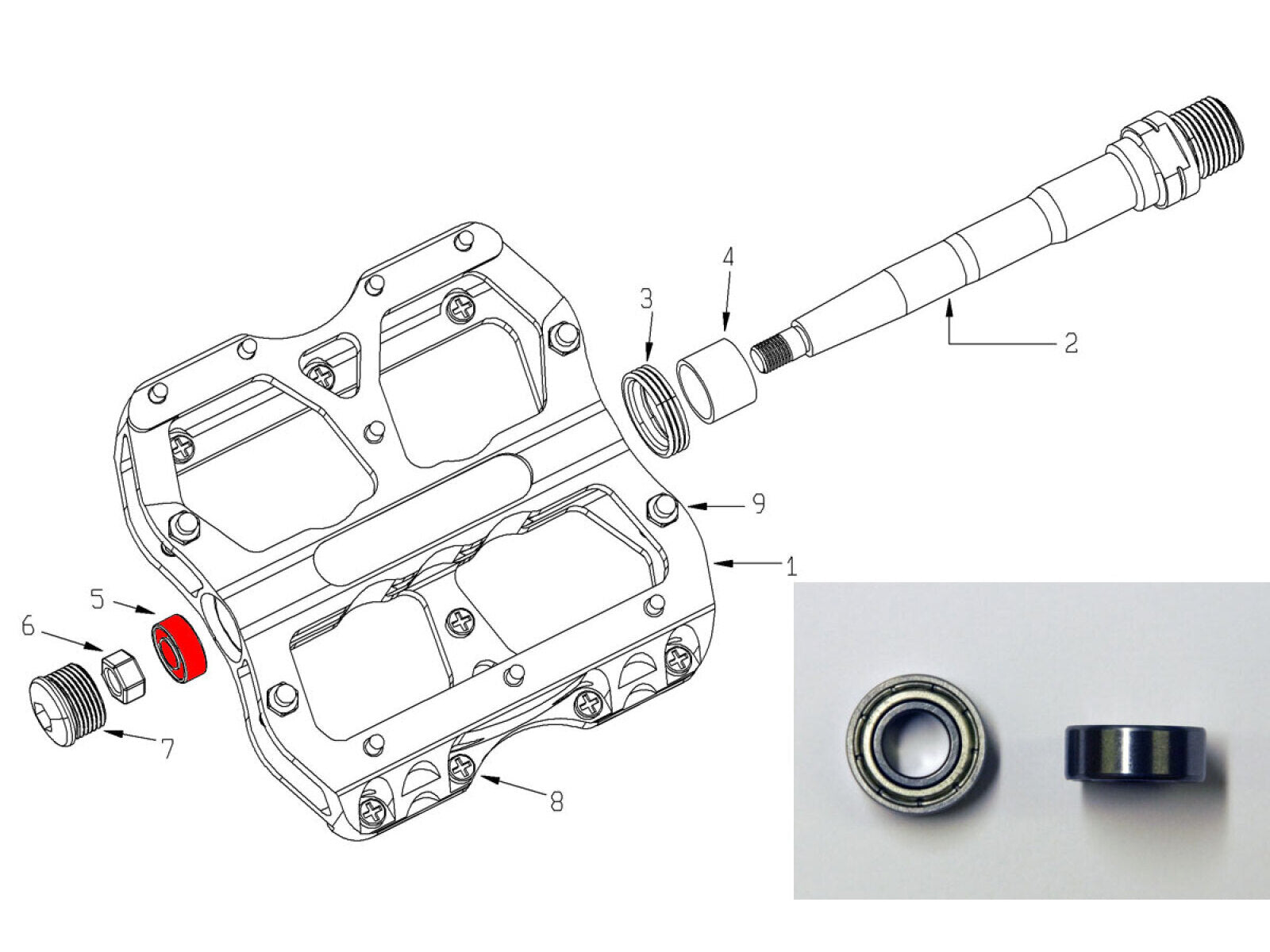 Reverse Bearings For Escape Black One Base Pedals Silver
