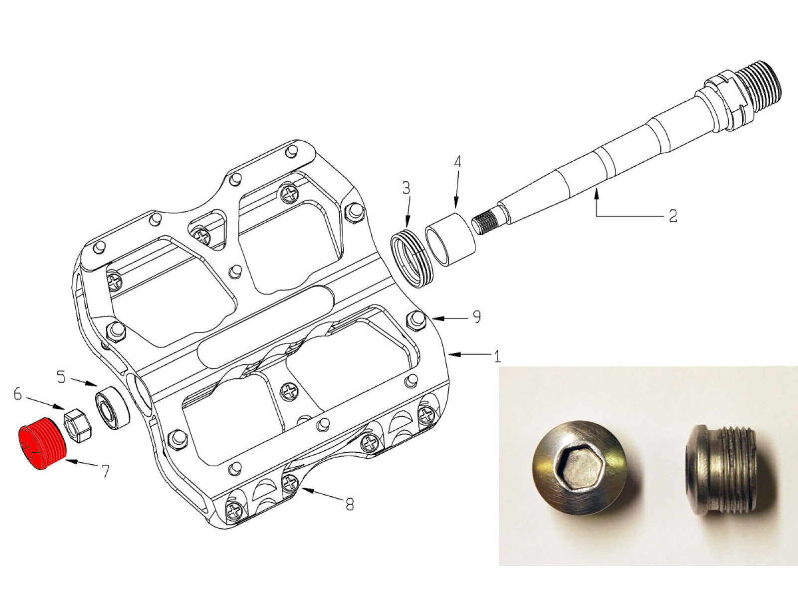 Reverse Axle End Caps For Escape Pedal Silver