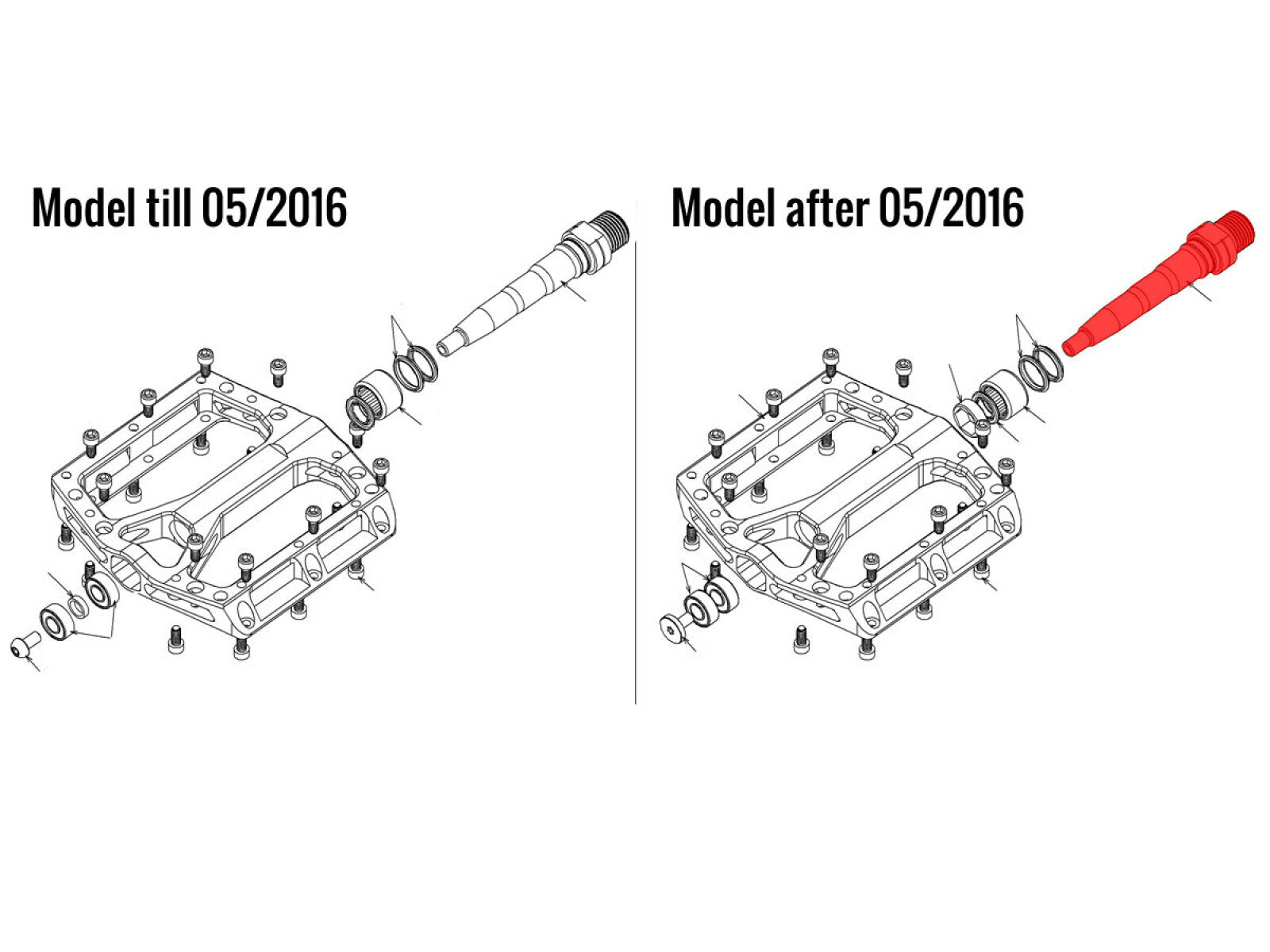 Reverse Replacement Axle (crmo) Black One Pedal After 05/2016