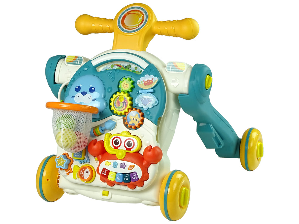 Carucior 4in1 Masa de invatare Scooter Bicicleta Pentru Baby Blue