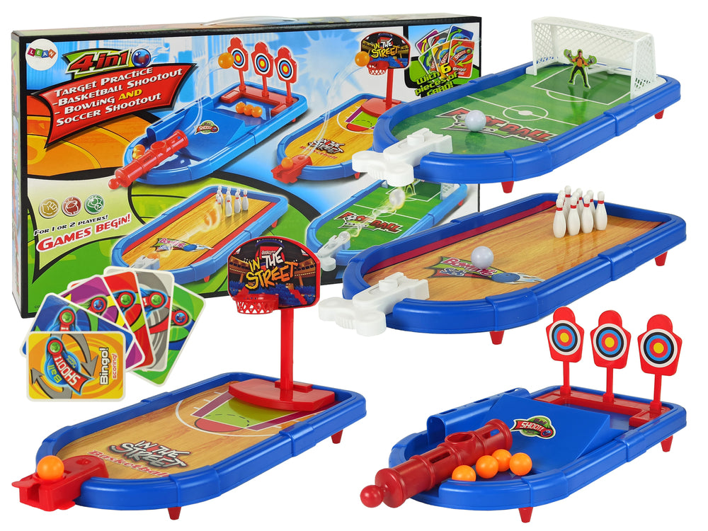 Set Of 4-in-1 Arcade Games Basketball Football Shield Bowling Dart