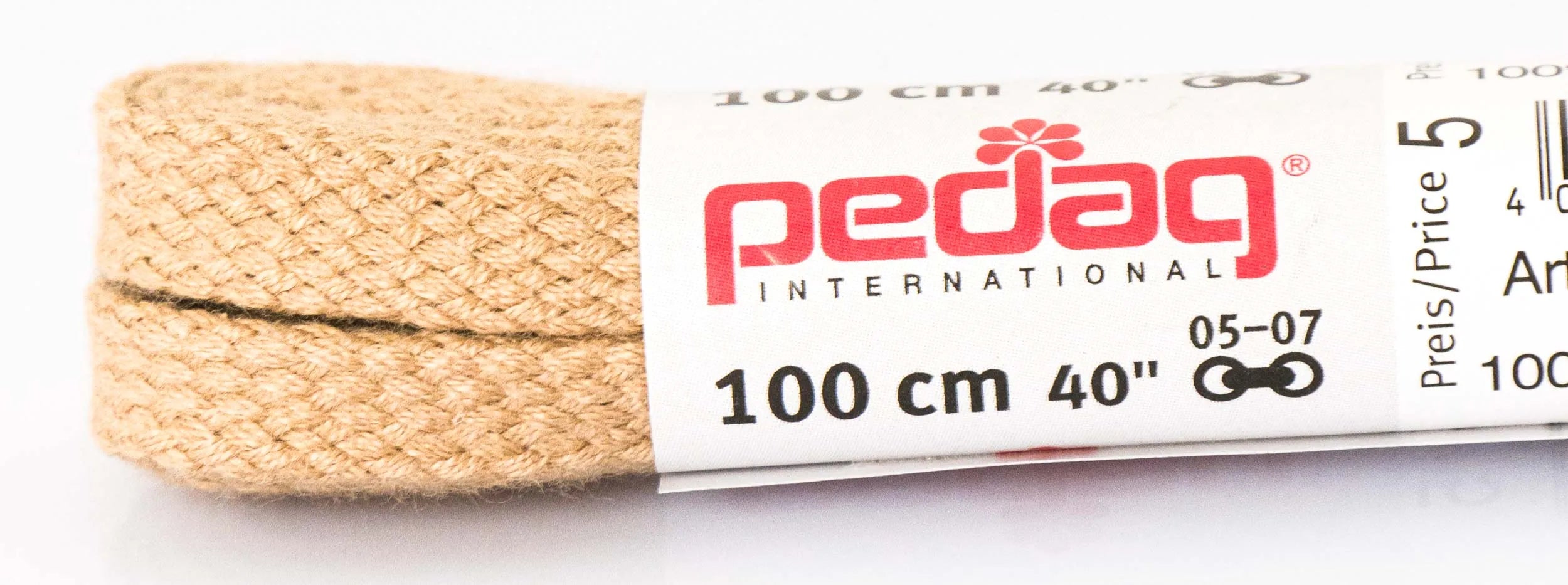 Pedag Schnürsenkel flach breit 100 cm Beige
