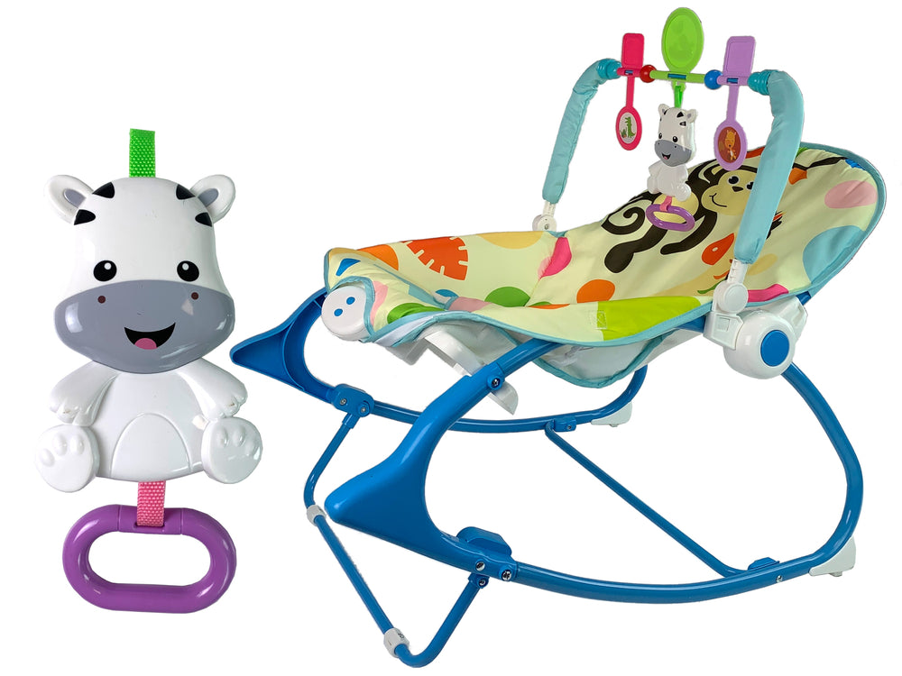 Rocking Chair 2in1 Blue Zebra Sounds Vibration