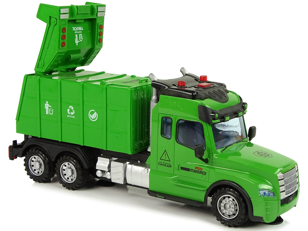 Remote Controlled Garbage Truck Pilot 2.4g Lights Sounds Green