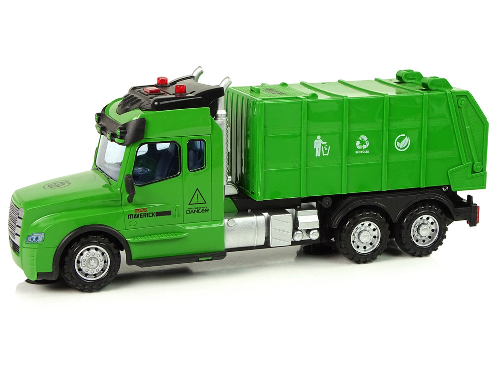 Remote Controlled Garbage Truck Pilot 2.4g Lights Sounds Green
