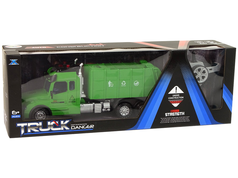 Remote Controlled Garbage Truck Pilot 2.4g Lights Sounds Green