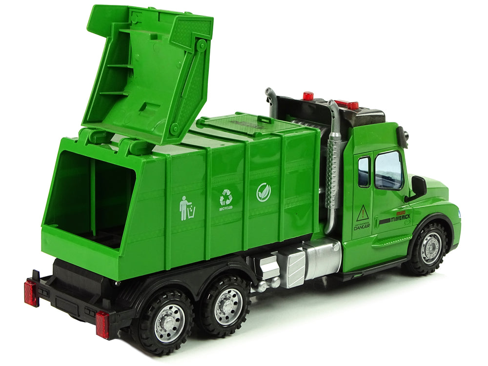 Remote Controlled Garbage Truck Pilot 2.4g Lights Sounds Green