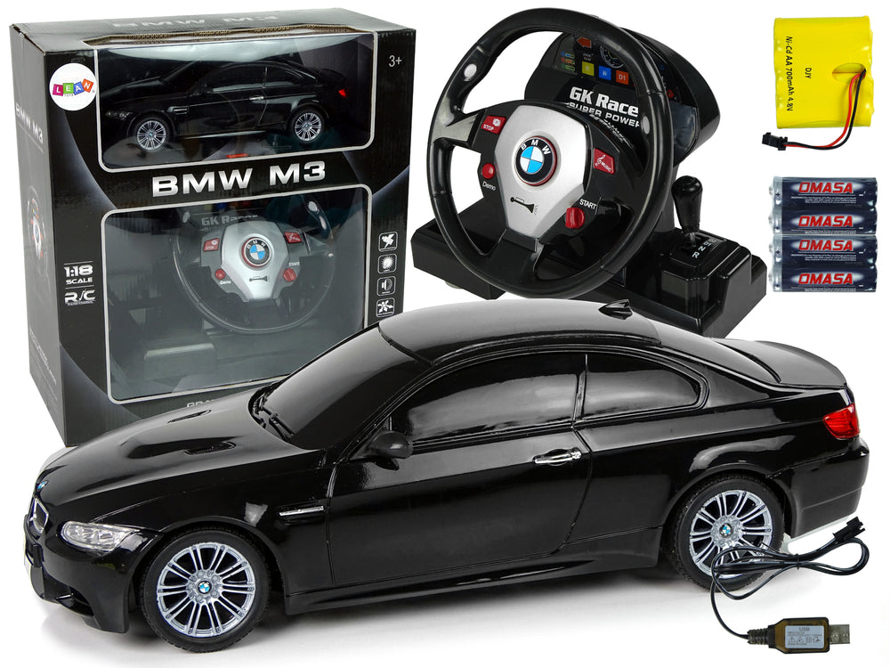 Remote Controlled Bmw M3 Black 2.4g Pilot Steering Wheel 1:18 Sound Lights