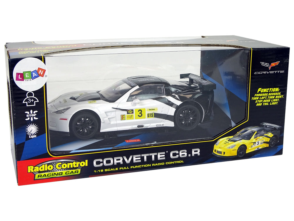Racing Sports Car R/c 1:18 Corvette C6.r White 2.4 G Lights