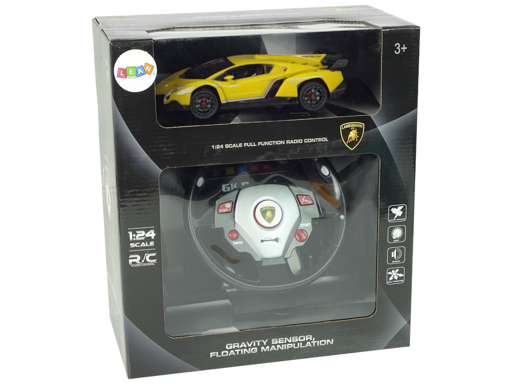 Remote Controlled Lamborghini Veneno Yellow 2.4 G Pilot Steering Wheel Sound Lights