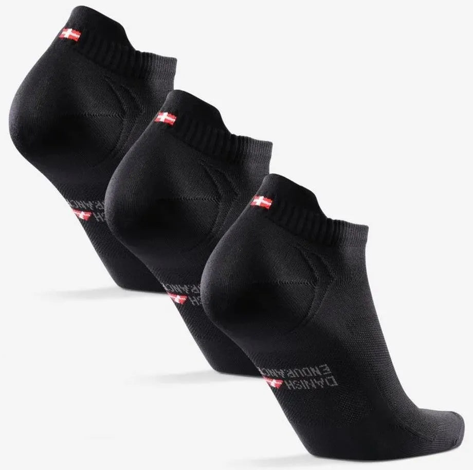 Meias de corrida profissional decotadas de resistência dinamarquesas, pacote com 3, pretas 43-47
