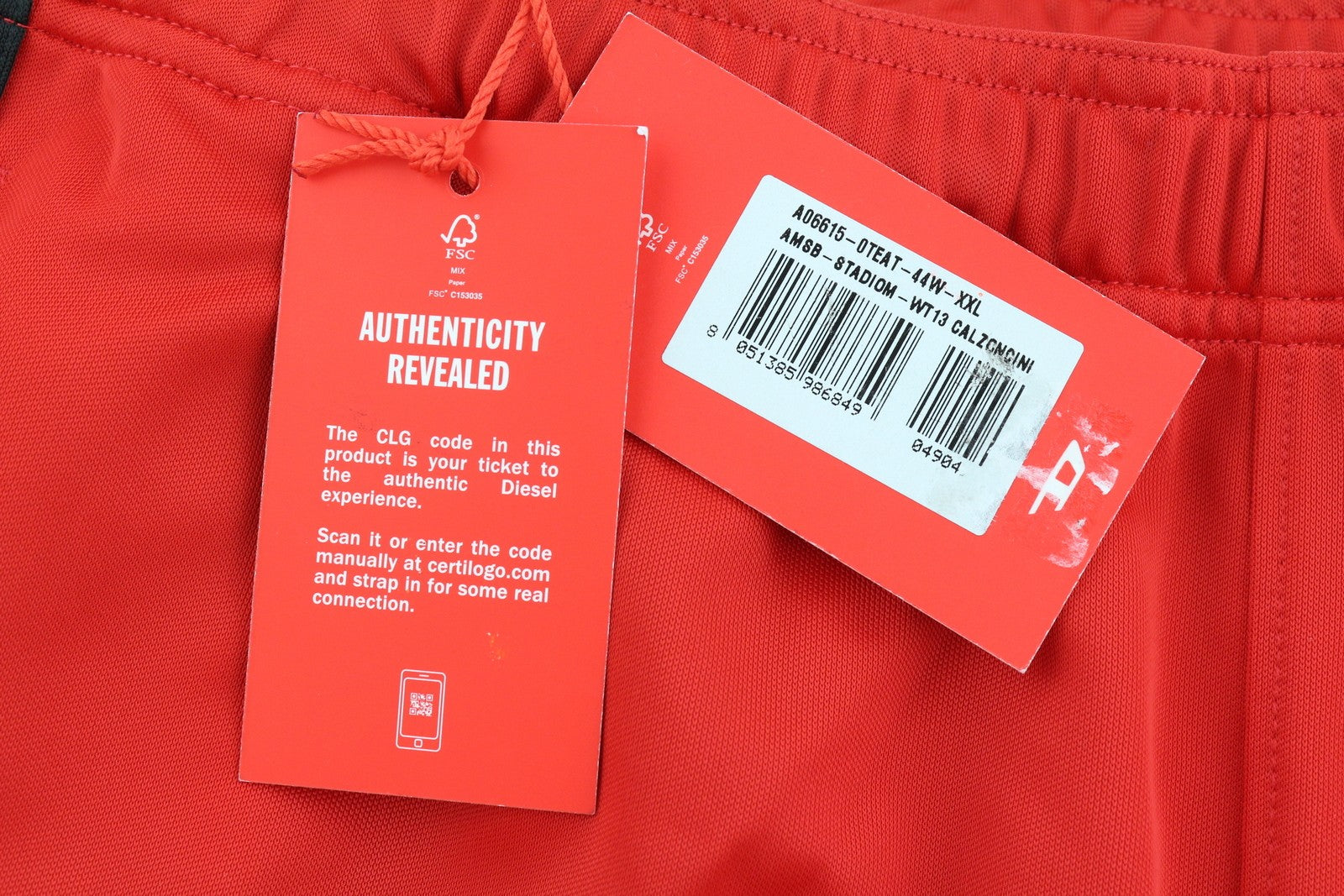 Diesel Amsb-stadiom-wt13 Pánske šortky 2xl červené 55dsl Track Elastic Logo