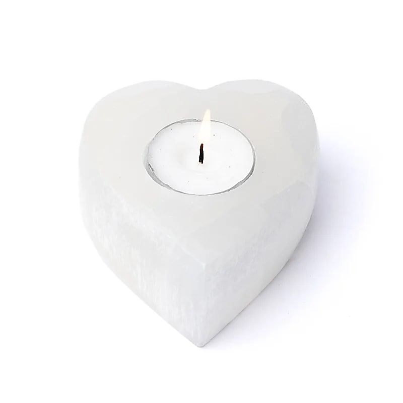 Świecznik Selenitowe Serce - ±8x7x5cm