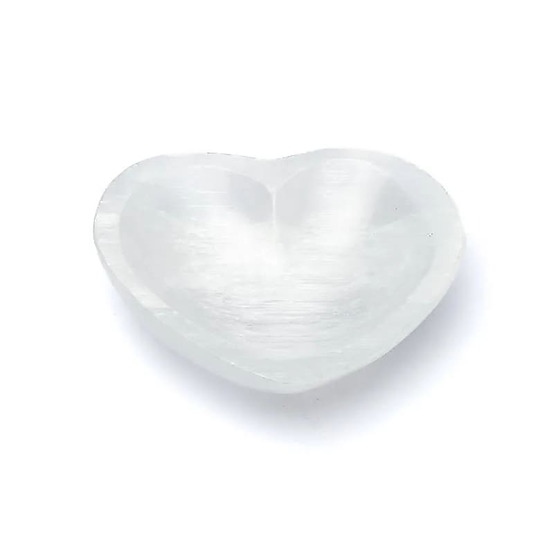 Selenit hjärtformad skål - ±11x3,5cm